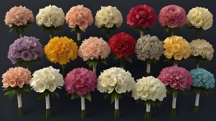 wedding bouqets white background  AI generated
