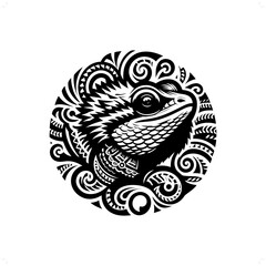lizard reptile silhouette in animal ethnic, polynesia tribal illustration
