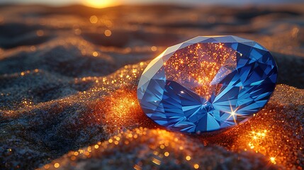Fototapeta premium Facets of Brilliance: Cinematic Lighting on Blue Gemstones