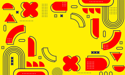 Modern abstract background with memphis elements in yellow and retro themed posters  banners and website landing pages.