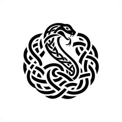 snake, cobra silhouette in animal celtic knot, irish, nordic illustration