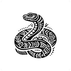 Obraz premium snake, cobra silhouette in animal ethnic, polynesia tribal illustration