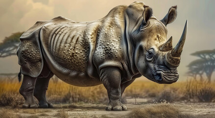 Fototapeta premium Indian Rhinoceros (Rhinoceros unicornis), is a Rhinoceros Species Native to the Indian Subcontinent
