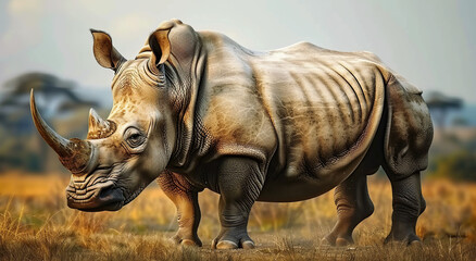 Fototapeta premium Indian Rhinoceros (Rhinoceros unicornis), is a Rhinoceros Species Native to the Indian Subcontinent
