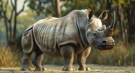 Fototapeta premium Indian Rhinoceros (Rhinoceros unicornis), is a Rhinoceros Species Native to the Indian Subcontinent