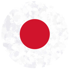 round japanese flag with paint splashes