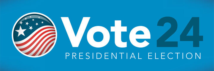 Voting 2024 Icon with Vote, Government, and Patriotic Symbolism and Colors