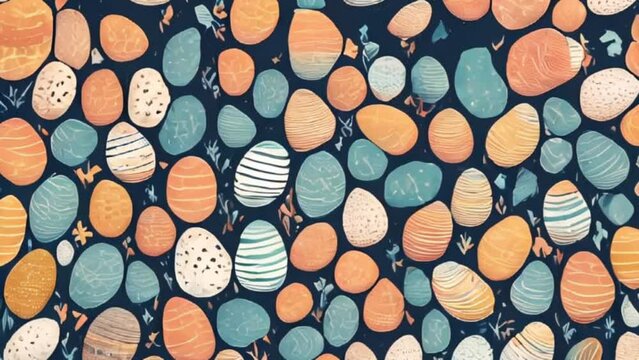 abstract cute hand drawn doodle eggs, motion