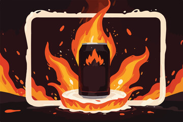 Vector Illustration Template of Beer Beverages with Dynamic Fire Spark Effects for Engaging and Vibrant Design Projects.