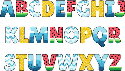 Handcrafted Vacation letters color creative art typographic design