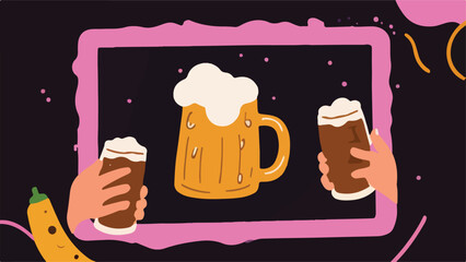 Beer-themed Background Designs - Vector Illustration Template of Beer Beverages - Fresh Collection for Your Designs.