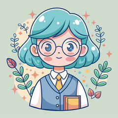 Fototapeta premium Minimalist doodle featuring a librarian, Generative AI