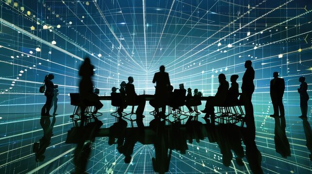 Detailed view of a business meeting with digital data exchange, corporate communication