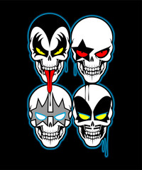 Mask of skulls Vintage art Illustration