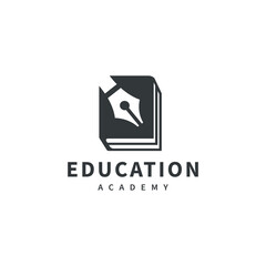 creative logo design with book and pen illustration for university or academy 4