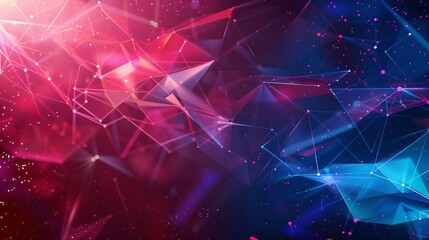 abstract blue and red light with digital connecting dots decoration, with space and gaming background wallpaper