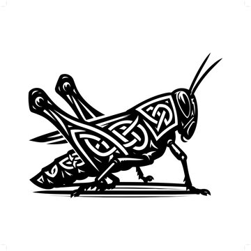 recommend clip art: Grasshopper silhouette in animal celtic knot, irish, nordic illustration