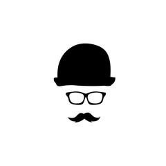 Vintage heads in glasses hat with mustache 