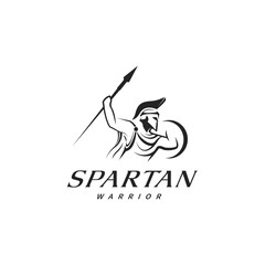 Spartan Trojan warrior logo design illustration