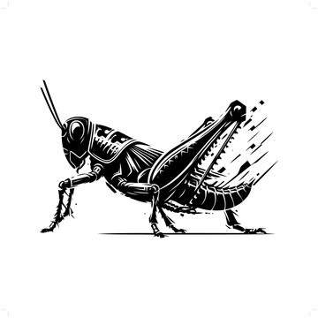 black grasshopper on white background clip art preview