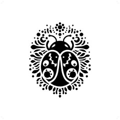 Fototapeta premium Ladybug silhouette in bohemian, boho, nature illustration