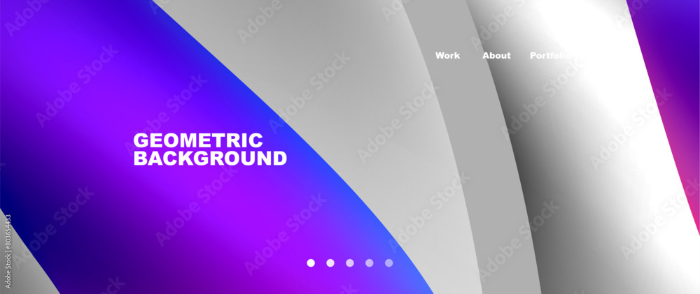 Poster a geometric background featuring triangles and rectangles in a gradient of purple, blue, and white. 