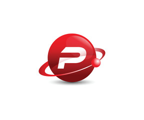 Globe with letter P or planet logo icon design illustration