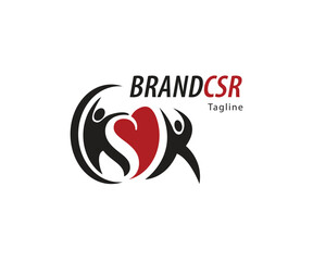 Brand CSR with people and love logo icon design illustration