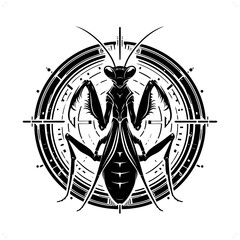 Mantis silhouette in animal cyberpunk, modern futuristic illustration
