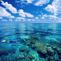 Go snorkeling in the Great Barrier Reef, Australia, discovering vibrant coral ecosystems and diverse marine life.