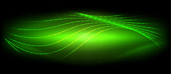 a green glowing wave on a black background High quality