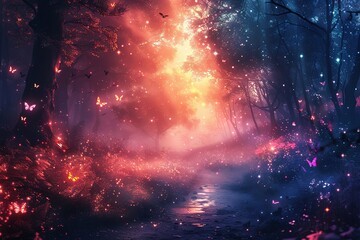 Obraz premium Fairyland Reverie: A Kaleidoscope of Colored Glows