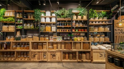 A zero-waste grocery store that uses biodegradable packaging and encourages customers to bring their own containers, reducing plastic use and promoting responsible consumption