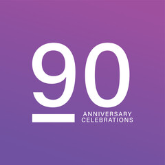 90th anniversary design vector template featuring a gradient background color and white number