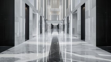 Modern Hallway with Futuristic Lighting