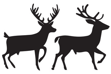 bundle of deer black silhouette Vector design
