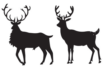 bundle of deer black silhouette Vector design
