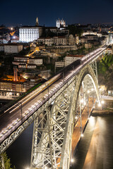 Night View of Luis I Bridge in Porto, Portugal
