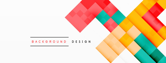 A creative arts piece featuring geometric shapes such as rectangles and triangles in vibrant tints and shades of magenta and electric blue on a white background. The pattern resembles linens or plaid