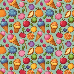 Icecream and fruit pattern