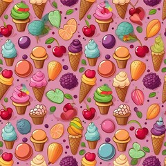 Icecream and fruit pattern