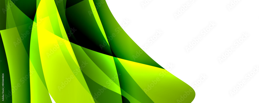 Aufkleber a symmetrical pattern of green and yellow waves on a white background resembling a macro photograph 
