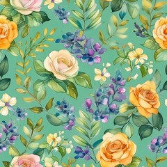 Yellow roses floral patterns.