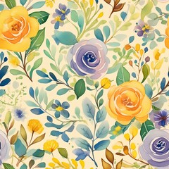 Yellow roses floral patterns.