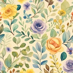 Yellow roses floral patterns.