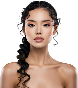 Portrait of an Asian beauty model with curly hair