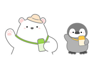 熱中症の予防や対策に関するベクターイラスト、水筒を持ち歩くイメージの挿し絵02