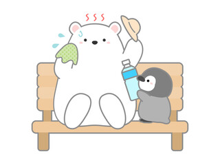 熱中症の予防や注意喚起のための挿し絵イラスト、ベクターイラストの素材