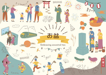 お盆　イラスト素材集