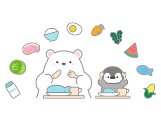 食事をするシロクマとペンギン04